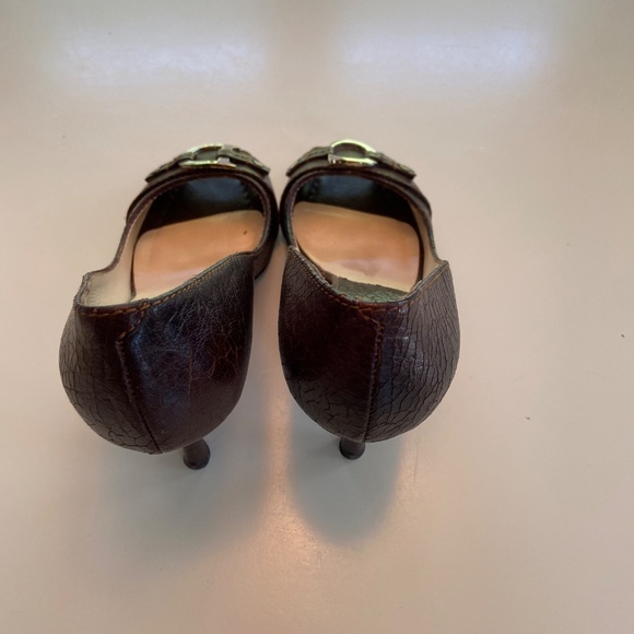 RARE Vintage Christian DIOR size 38 Women’s leather CD logo brown peep toe pumps - Picture 3 of 4